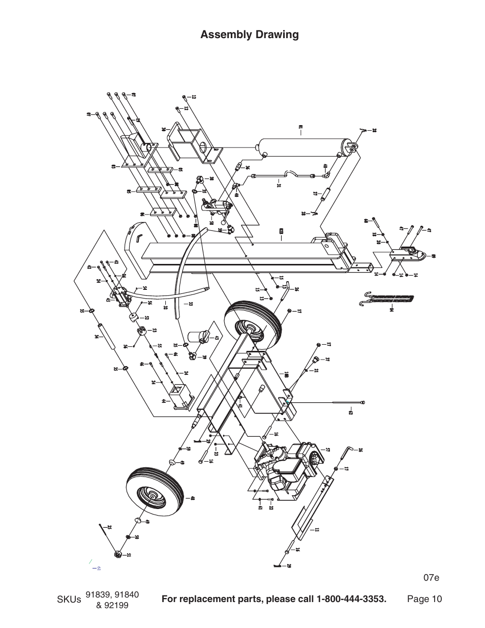 Assembly drawing | Harbor Freight Tools 92199 User Manual | Page 10 / 12