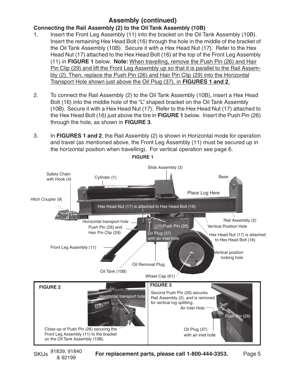 Assembly (continued) | Harbor Freight Tools 92199 User Manual | Page 5 / 12