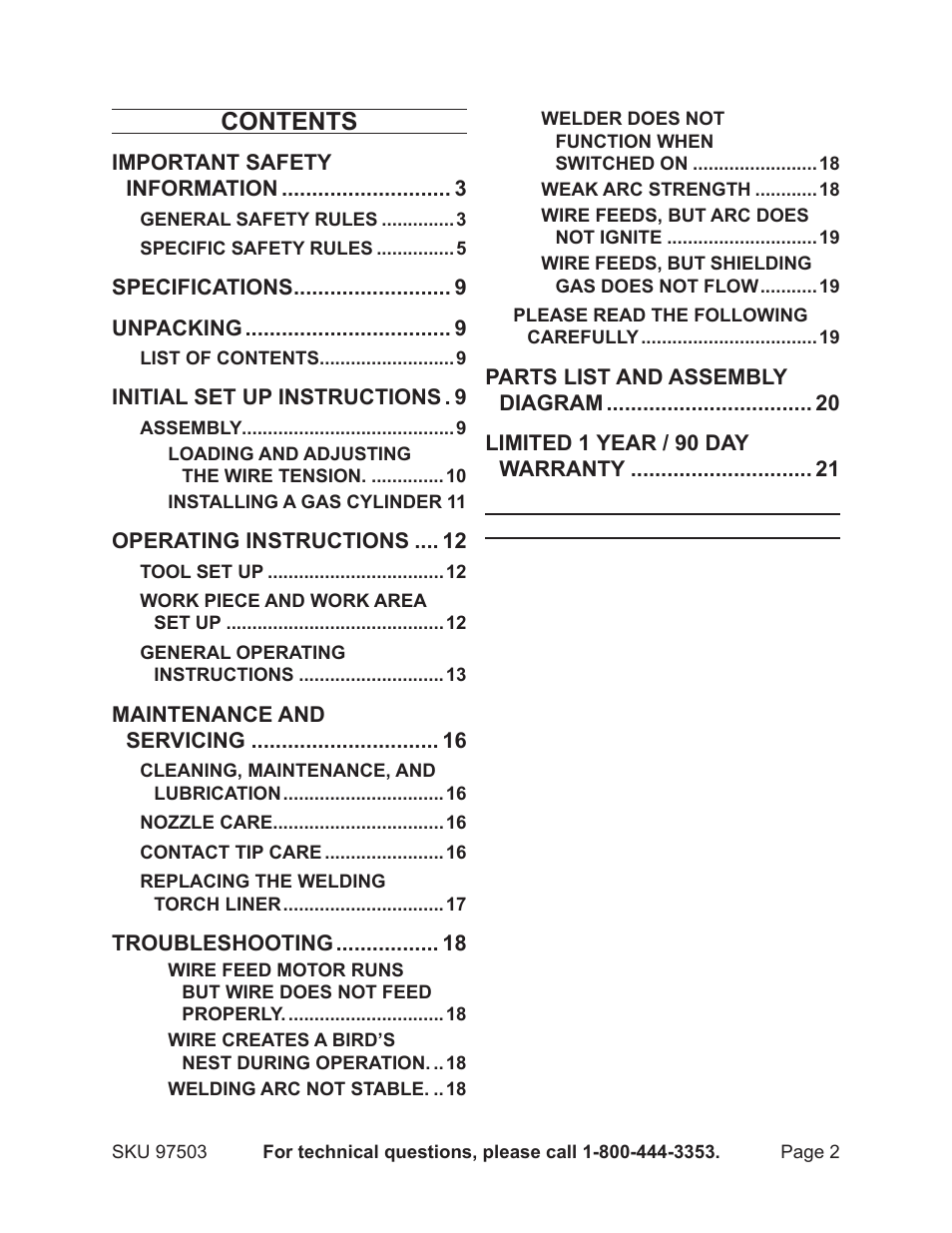 Harbor Freight Tools 97503 User Manual | Page 2 / 21