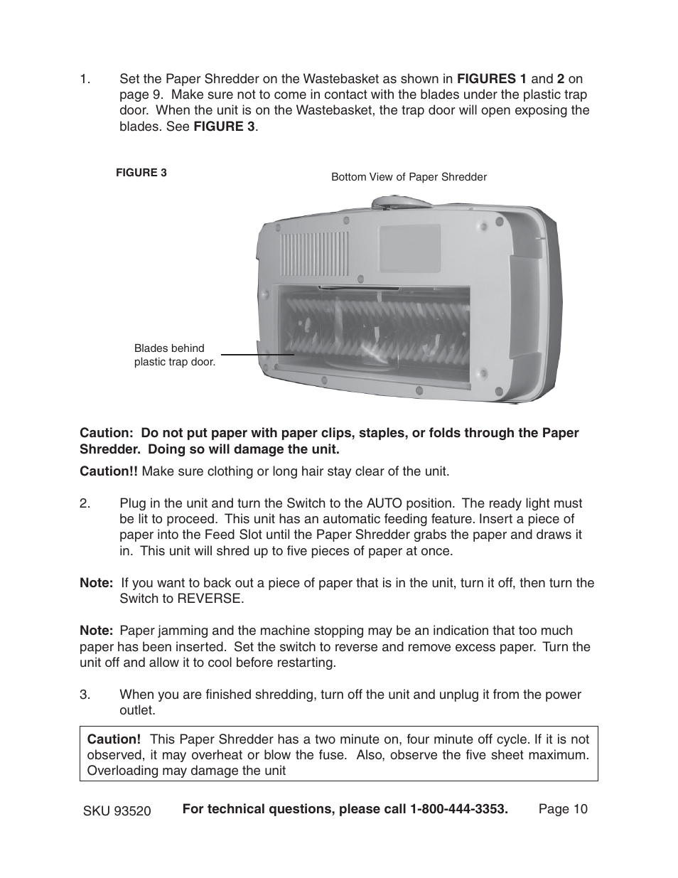 Harbor Freight Tools CROSS CUT PAPER SHREDDER WITH BASKET 93520 User Manual | Page 10 / 12