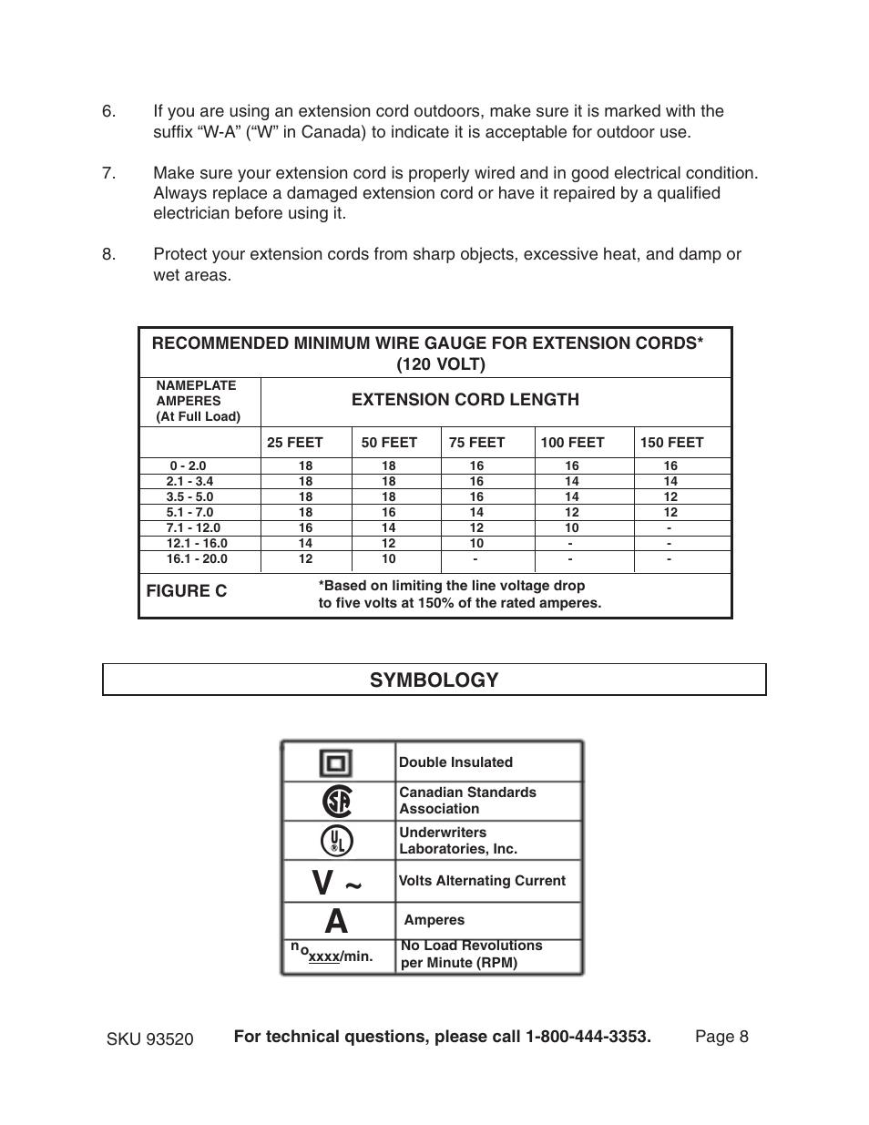 Symbology | Harbor Freight Tools CROSS CUT PAPER SHREDDER WITH BASKET 93520 User Manual | Page 8 / 12