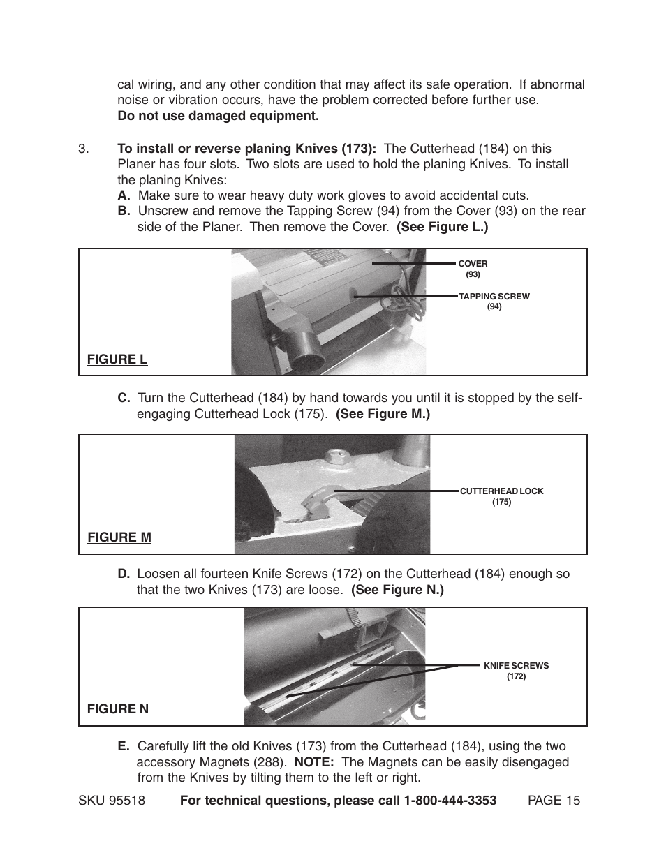 Harbor Freight Tools Central Machinery 15" Planer 2.5 HP 95518 User Manual | Page 15 / 25