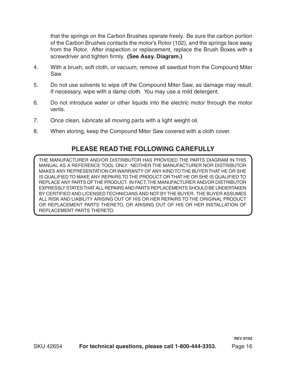 Harbor Freight Tools 42654 User Manual | Page 16 / 18