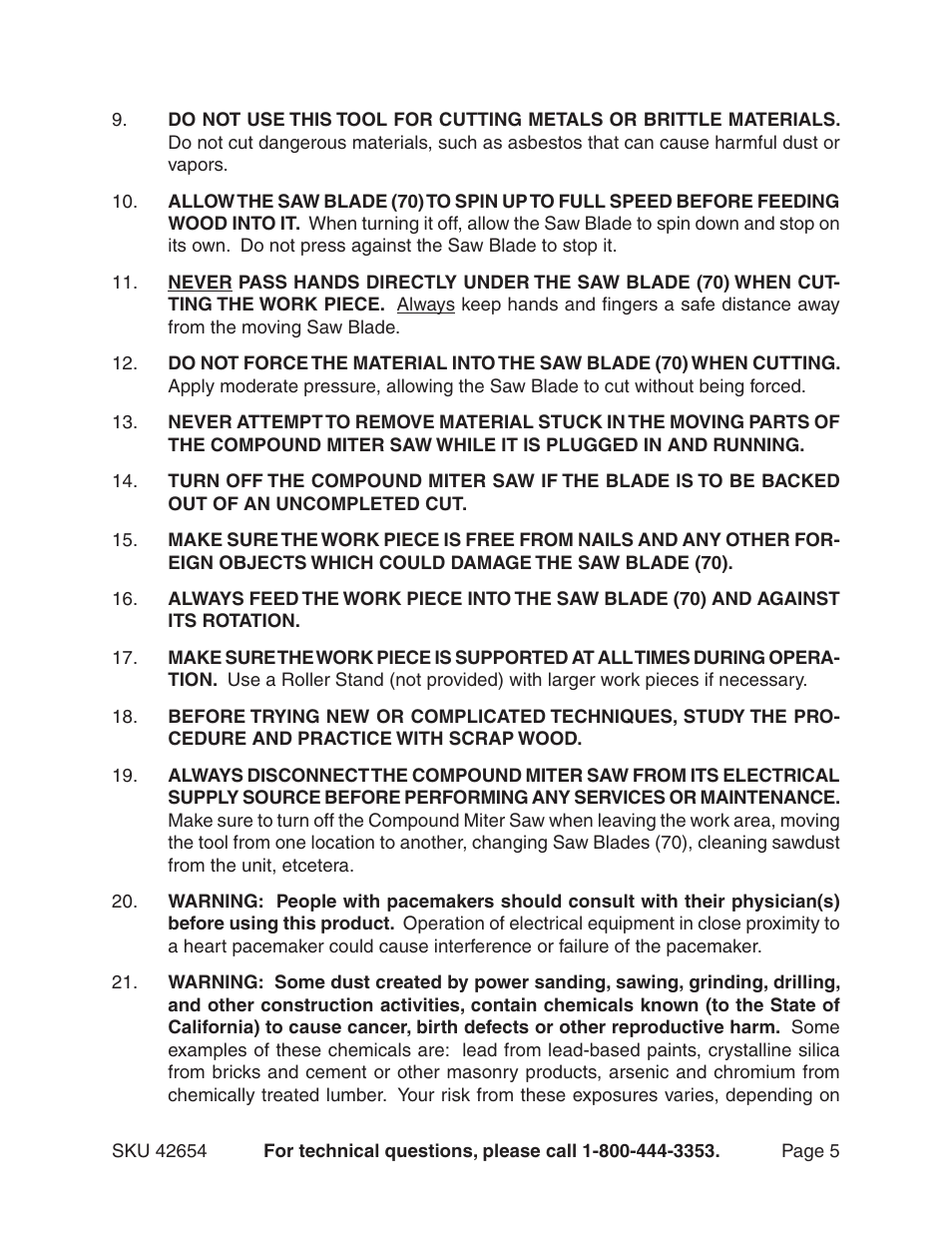 Harbor Freight Tools 42654 User Manual | Page 5 / 18