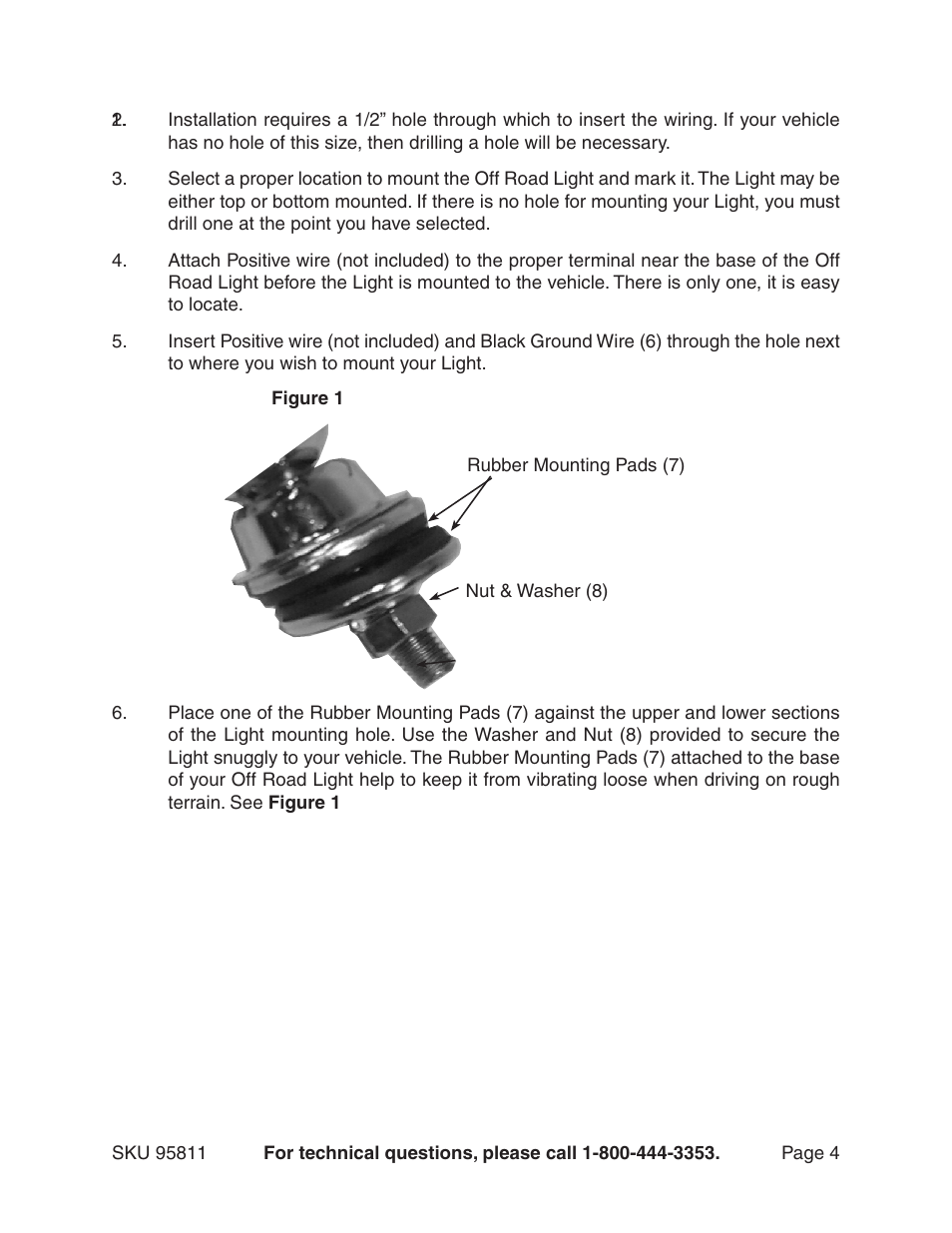 Harbor Freight Tools 6"OFF ROAD LIGHT 95811 User Manual | Page 4 / 7