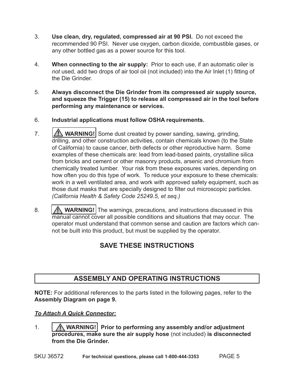 Harbor Freight Tools 36572 User Manual | Page 5 / 10