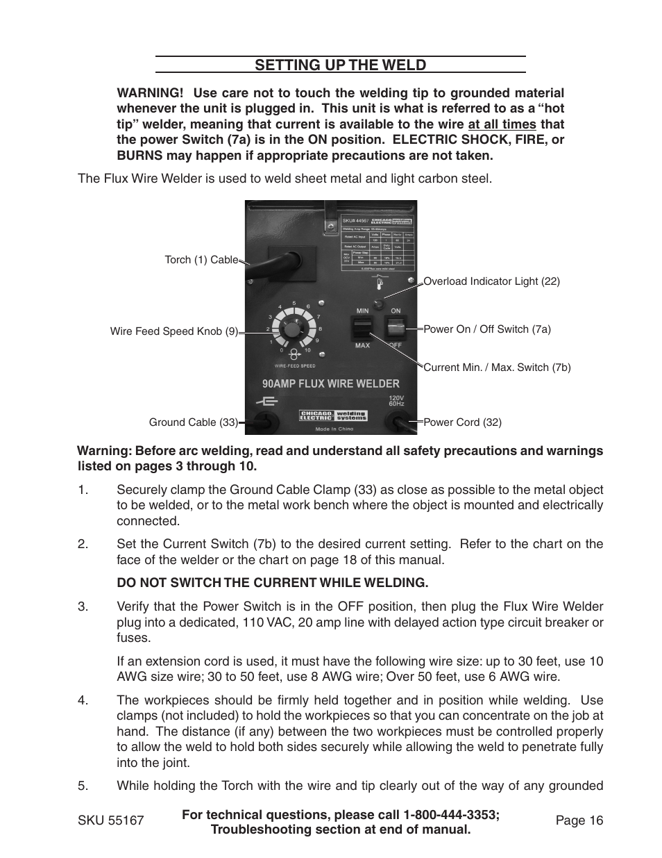 Setting up the weld | Harbor Freight Tools 55167 User Manual | Page 16 / 28