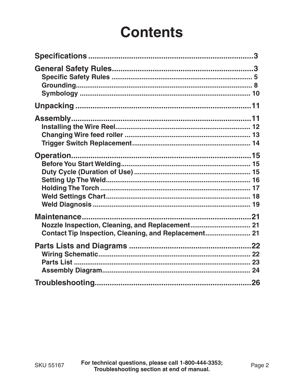 Harbor Freight Tools 55167 User Manual | Page 2 / 28