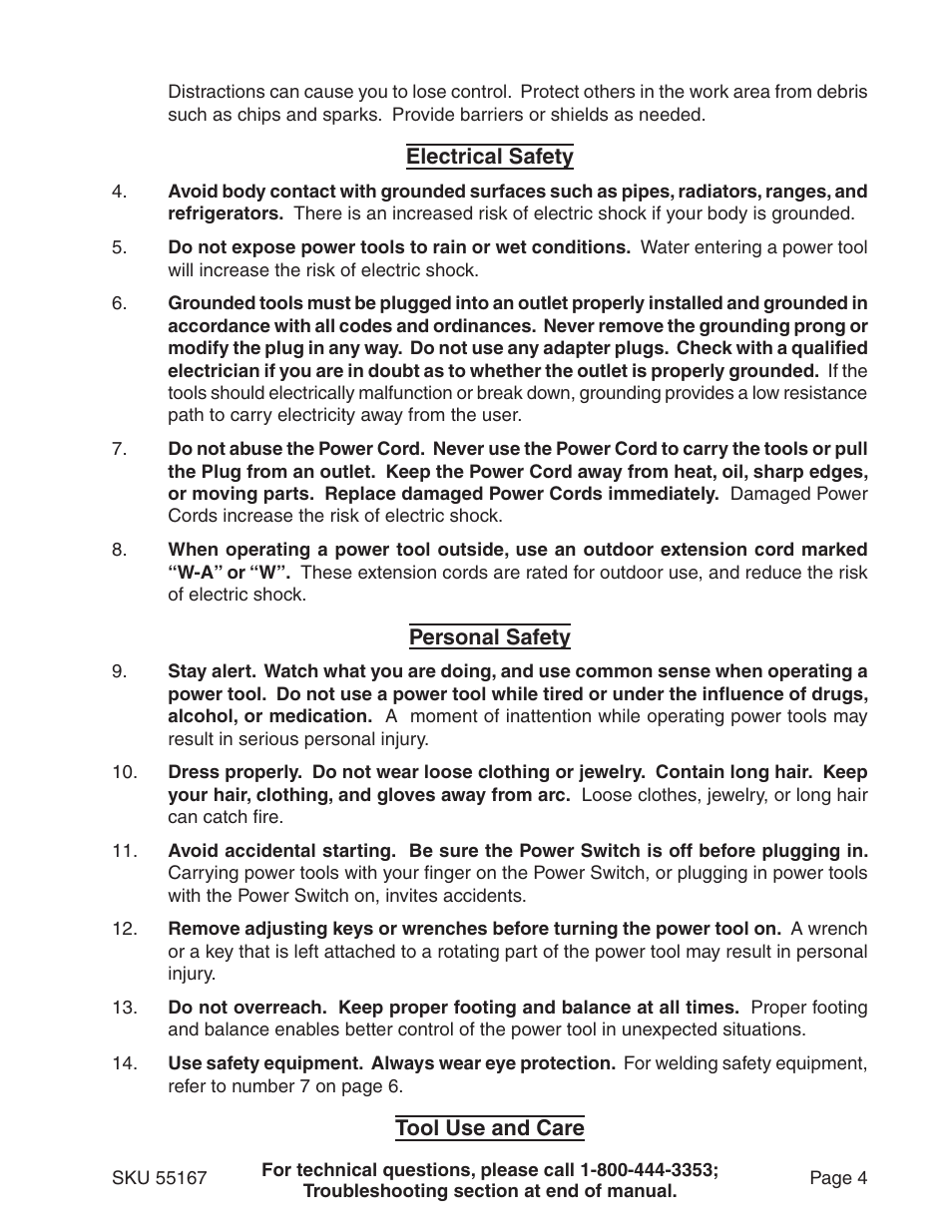 Harbor Freight Tools 55167 User Manual | Page 4 / 28