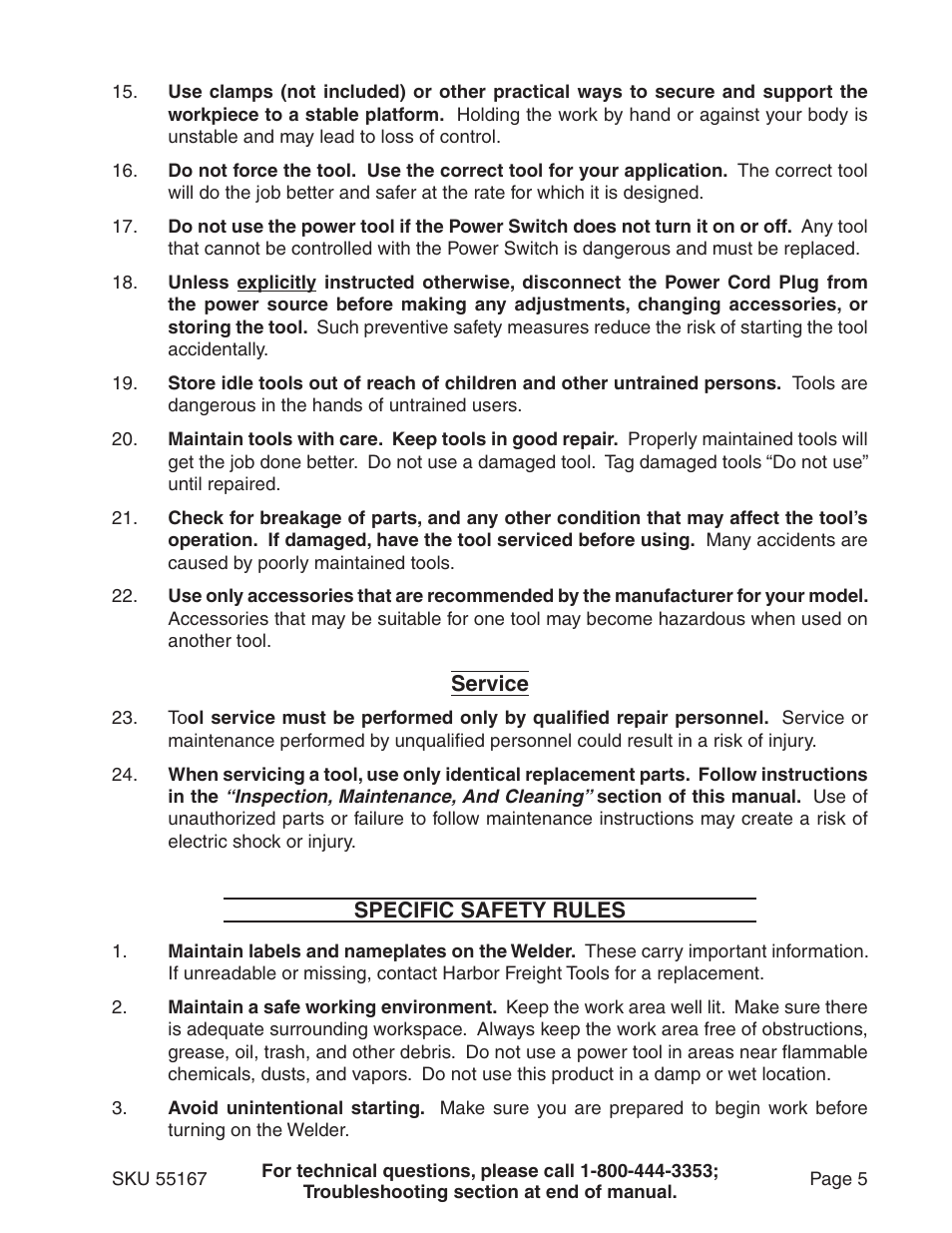 Harbor Freight Tools 55167 User Manual | Page 5 / 28