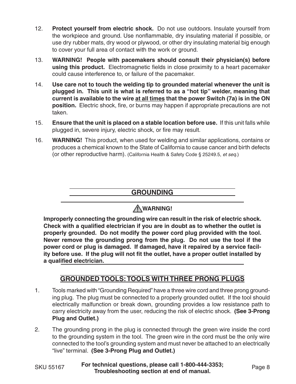 Harbor Freight Tools 55167 User Manual | Page 8 / 28