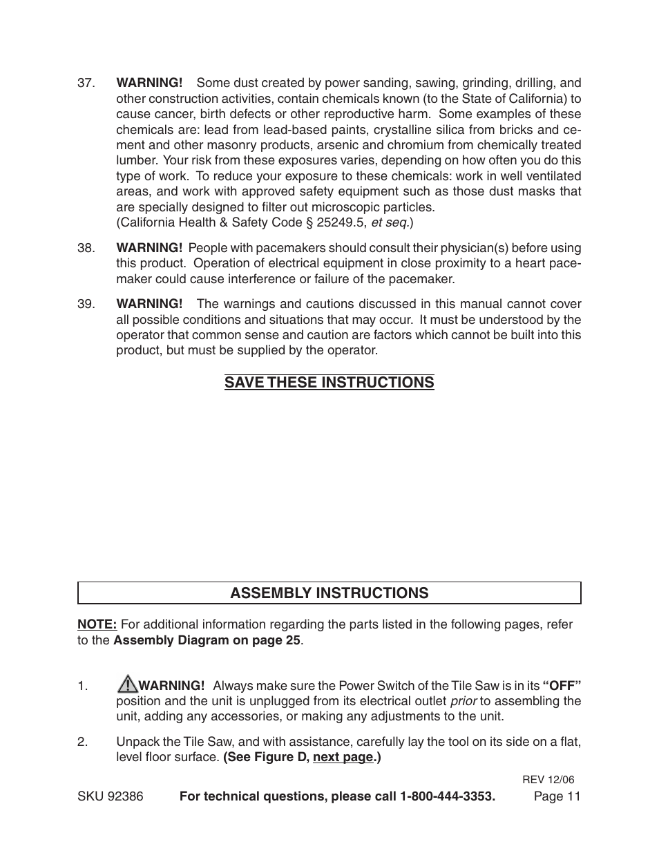 Harbor Freight Tools 92386 User Manual | Page 11 / 25