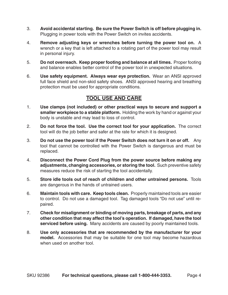 Harbor Freight Tools 92386 User Manual | Page 4 / 25