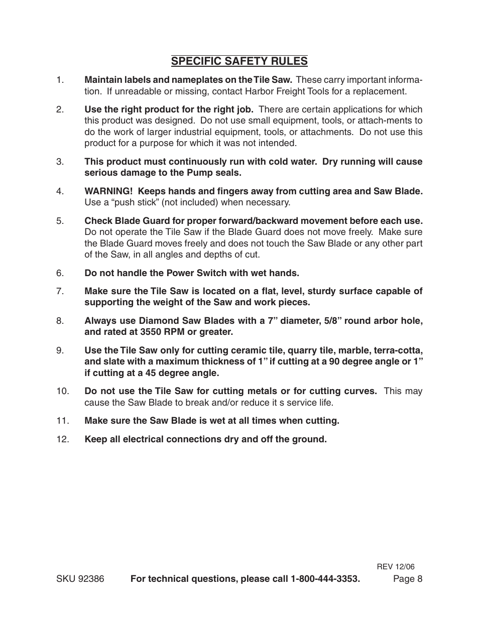 Harbor Freight Tools 92386 User Manual | Page 8 / 25