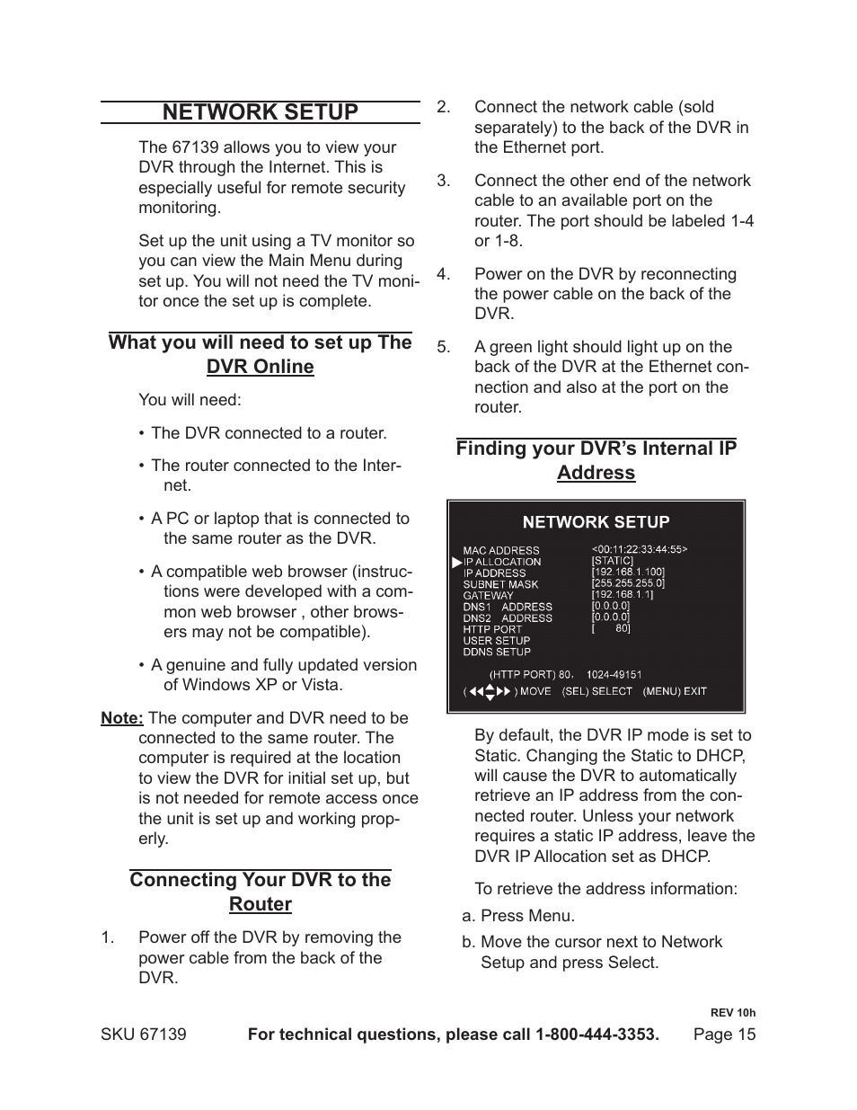 Network setup | Harbor Freight Tools 67139 User Manual | Page 15 / 38