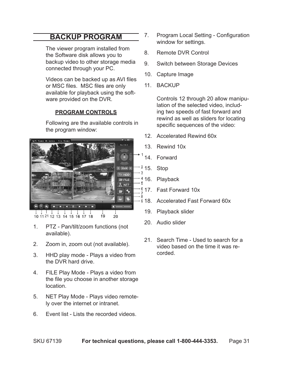 Backup program | Harbor Freight Tools 67139 User Manual | Page 31 / 38