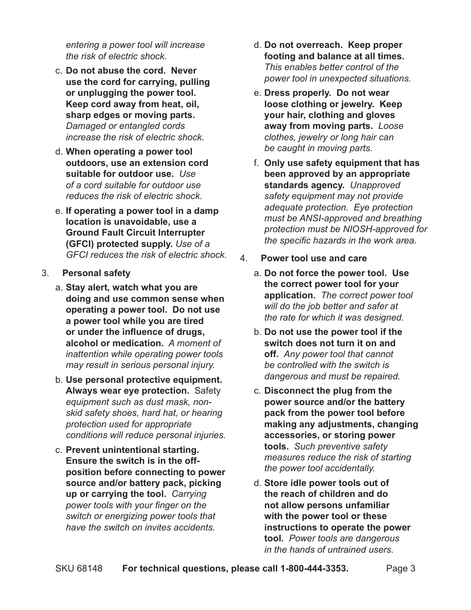Harbor Freight Tools Demolitin Hammer 68148 User Manual | Page 3 / 14