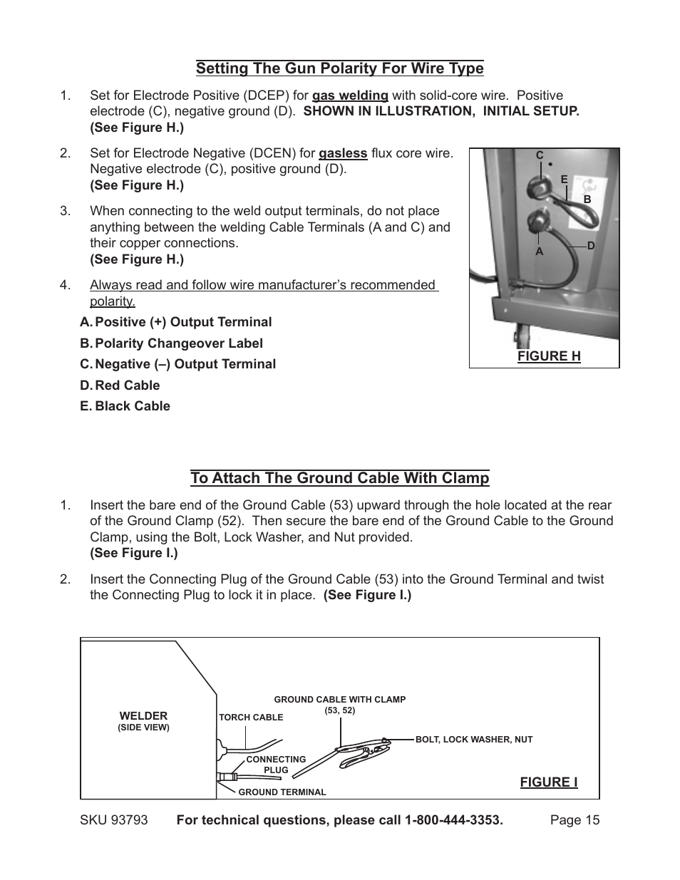 Setting the gun polarity for wire type | Harbor Freight Tools DUAL MIG 93793 User Manual | Page 15 / 33