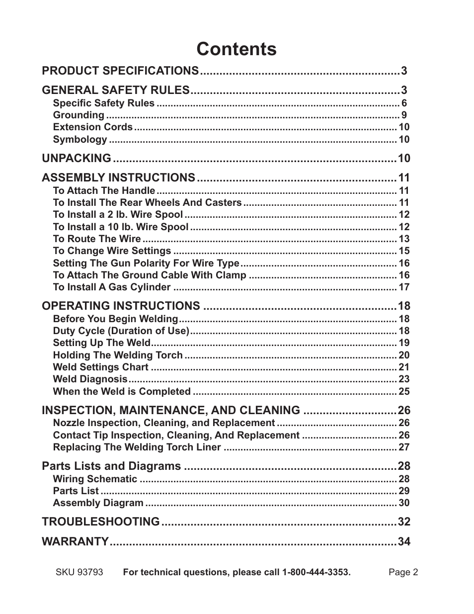 Harbor Freight Tools DUAL MIG 93793 User Manual | Page 2 / 33