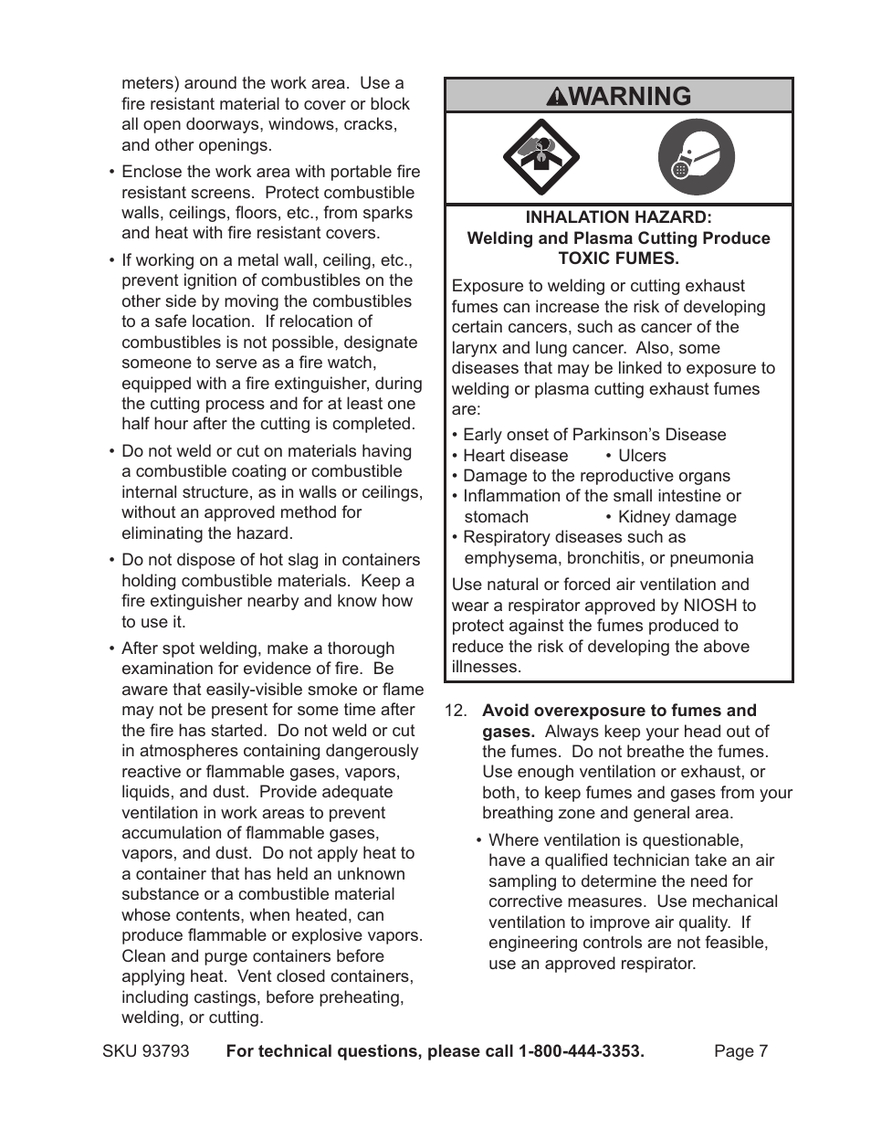 Warning | Harbor Freight Tools DUAL MIG 93793 User Manual | Page 7 / 33