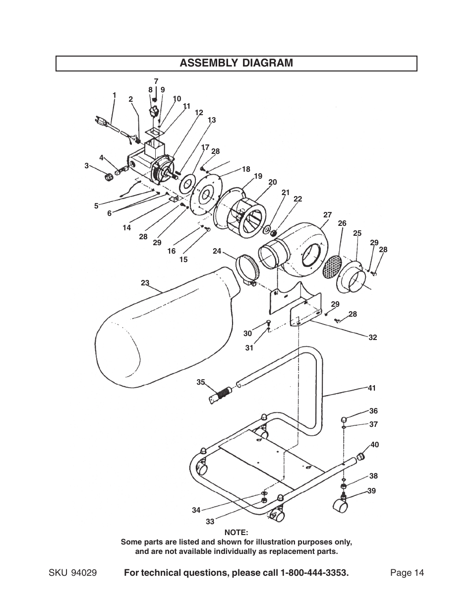 Assembly diagram | Harbor Freight Tools 94029 User Manual | Page 14 / 14