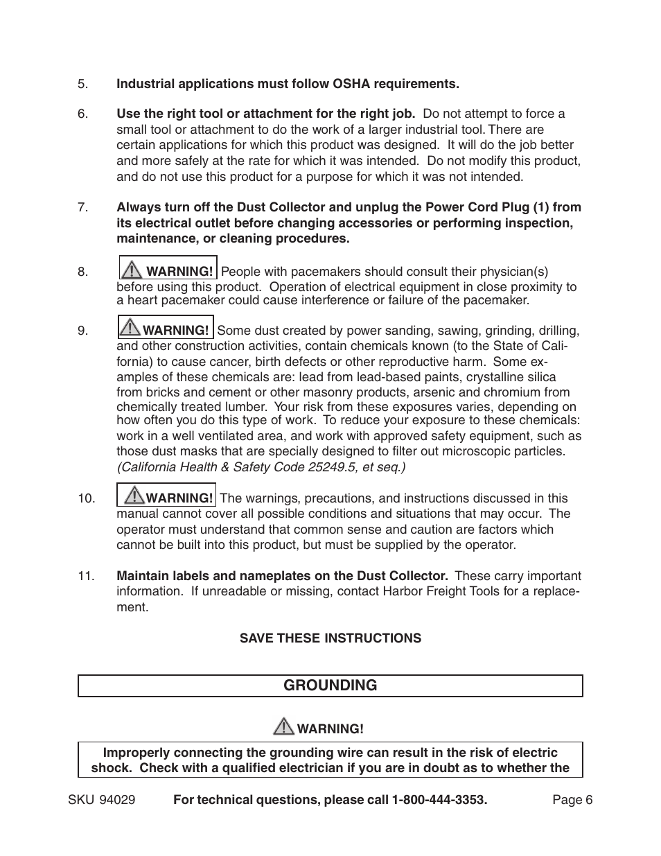 Harbor Freight Tools 94029 User Manual | Page 6 / 14