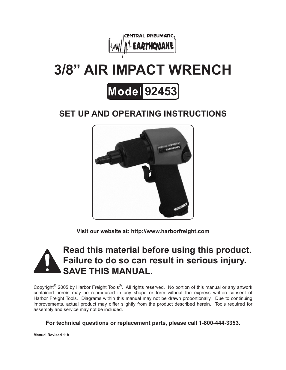 Harbor Freight Tools 92453 User Manual | 14 pages