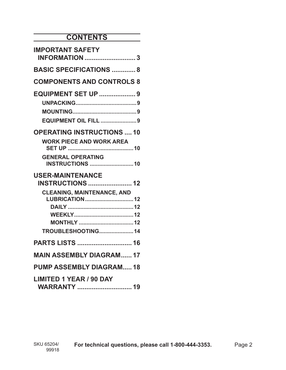 Harbor Freight Tools 65204 User Manual | Page 2 / 19