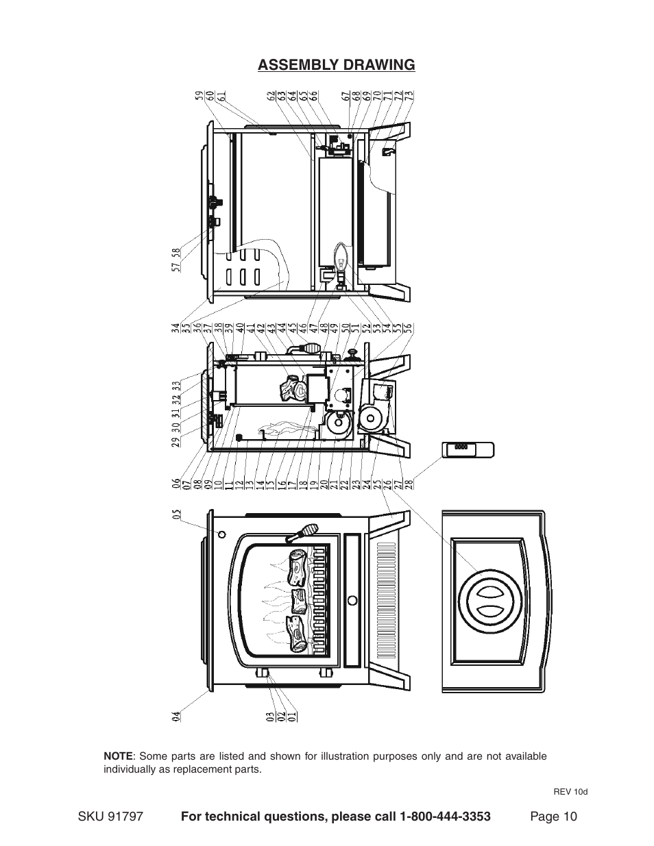 Assembly drawing | Harbor Freight Tools 91797 User Manual | Page 10 / 12