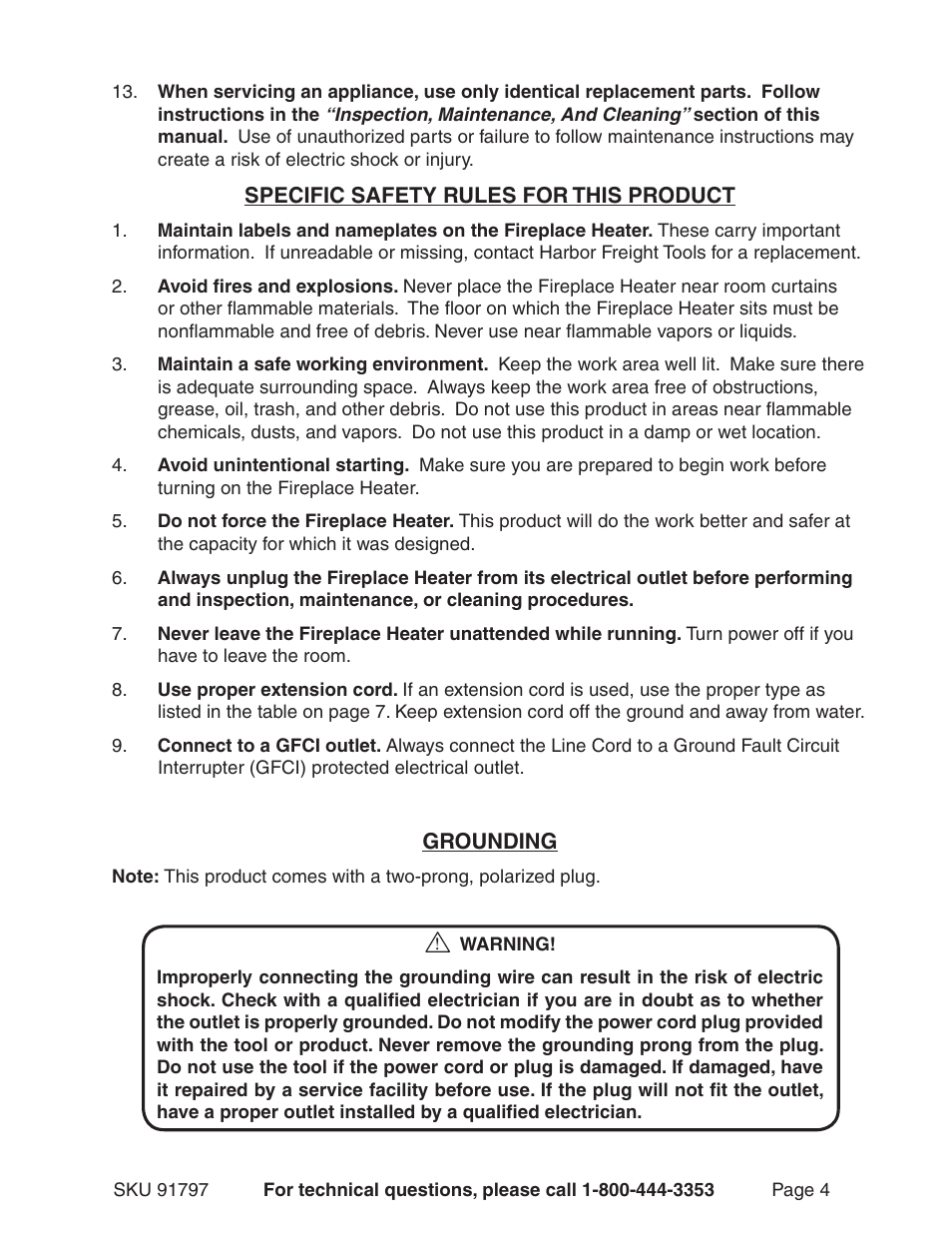 Harbor Freight Tools 91797 User Manual | Page 4 / 12