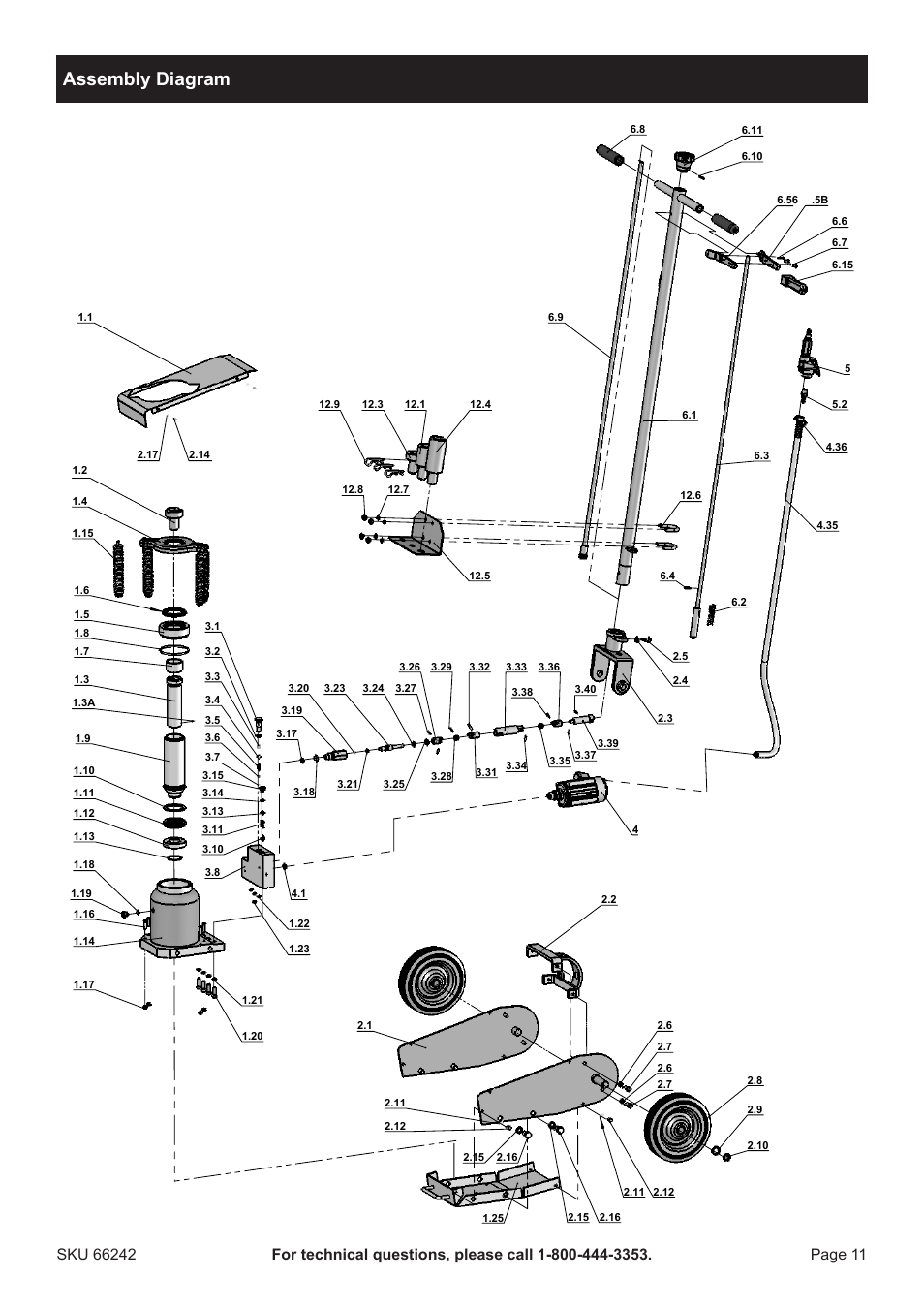 Assembly diagram | Harbor Freight Tools 66242 User Manual | Page 11 / 12