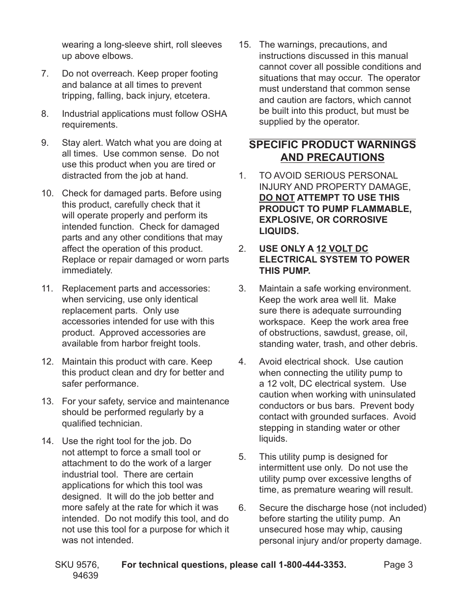 Harbor Freight Tools 9576 User Manual | Page 3 / 8