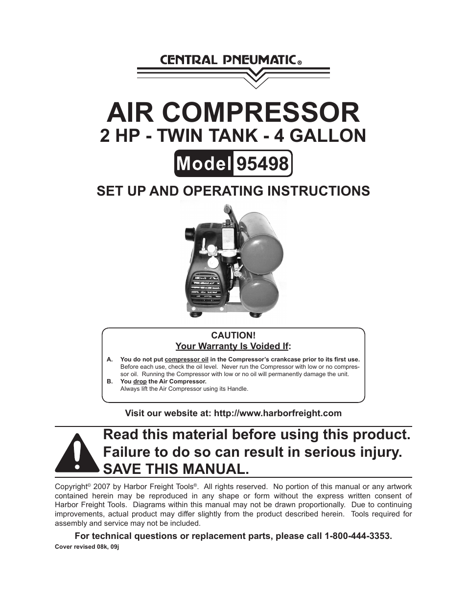 Harbor Freight Tools 95498 User Manual | 15 pages