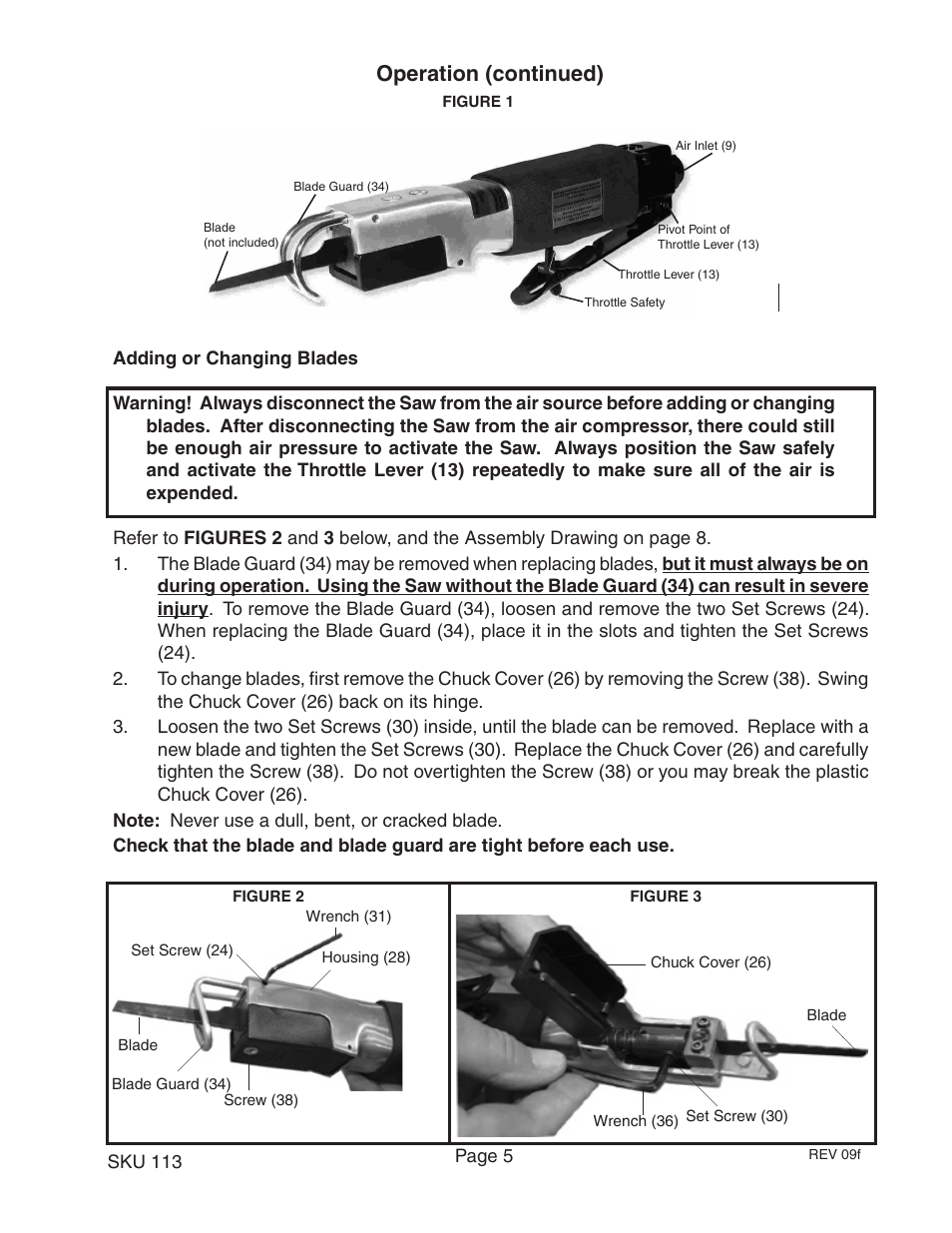 Operation (continued) | Harbor Freight Tools 113 User Manual | Page 5 / 8