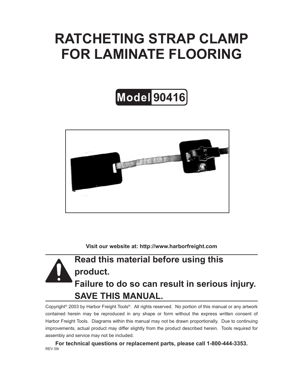 Harbor Freight Tools 90416 User Manual | 5 pages