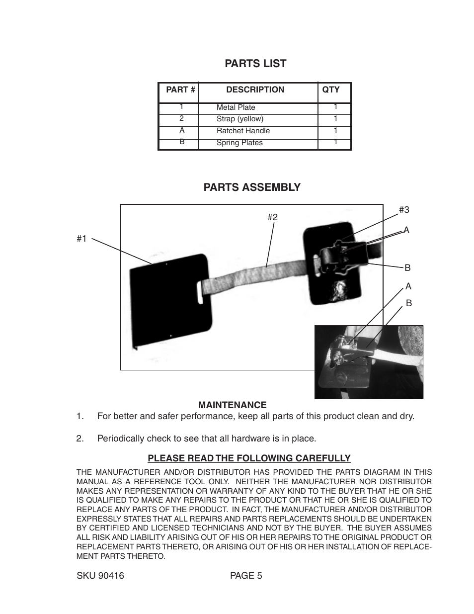 Harbor Freight Tools 90416 User Manual | Page 5 / 5