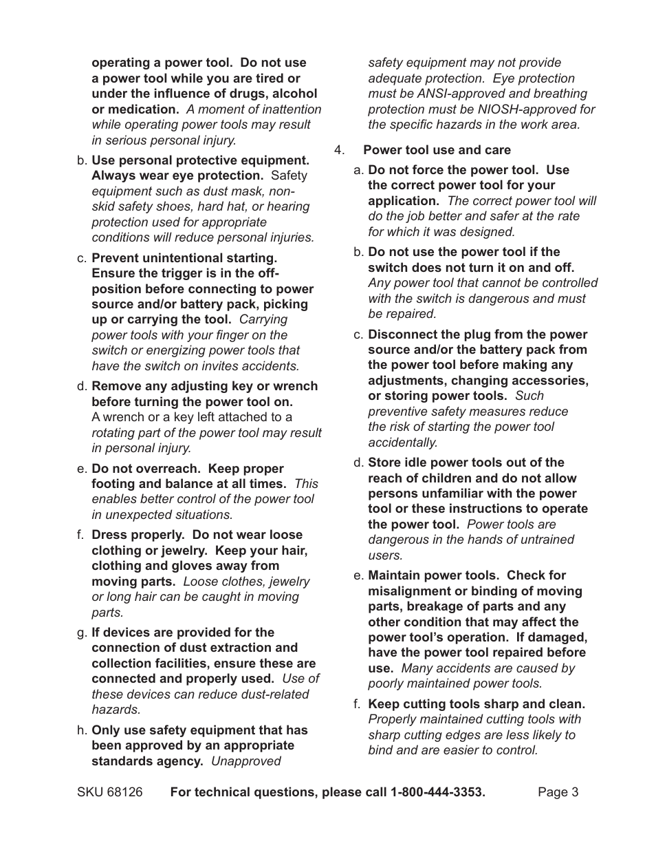 Harbor Freight Tools 68126 User Manual | Page 3 / 14