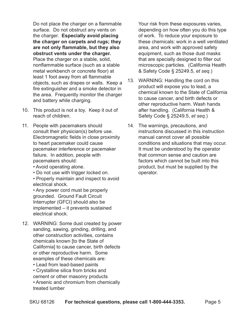 Harbor Freight Tools 68126 User Manual | Page 5 / 14