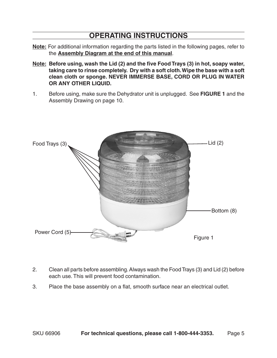 Operating instructions | Harbor Freight Tools 66906 User Manual | Page 5 / 9