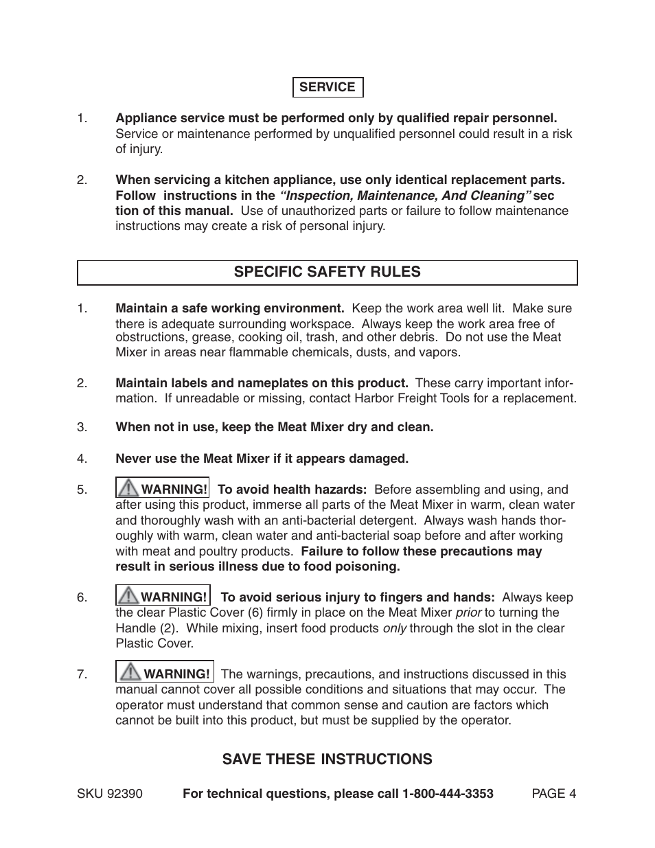 Harbor Freight Tools 92390 User Manual | Page 4 / 7