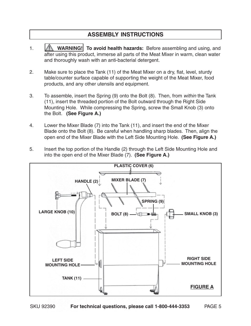 Assembly instructions | Harbor Freight Tools 92390 User Manual | Page 5 / 7