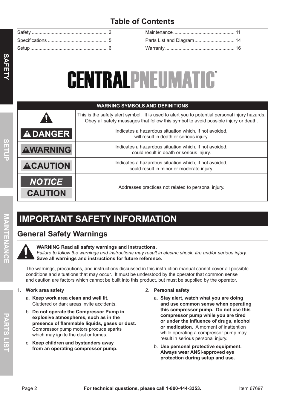 Harbor Freight Tools 67697 User Manual | Page 2 / 16