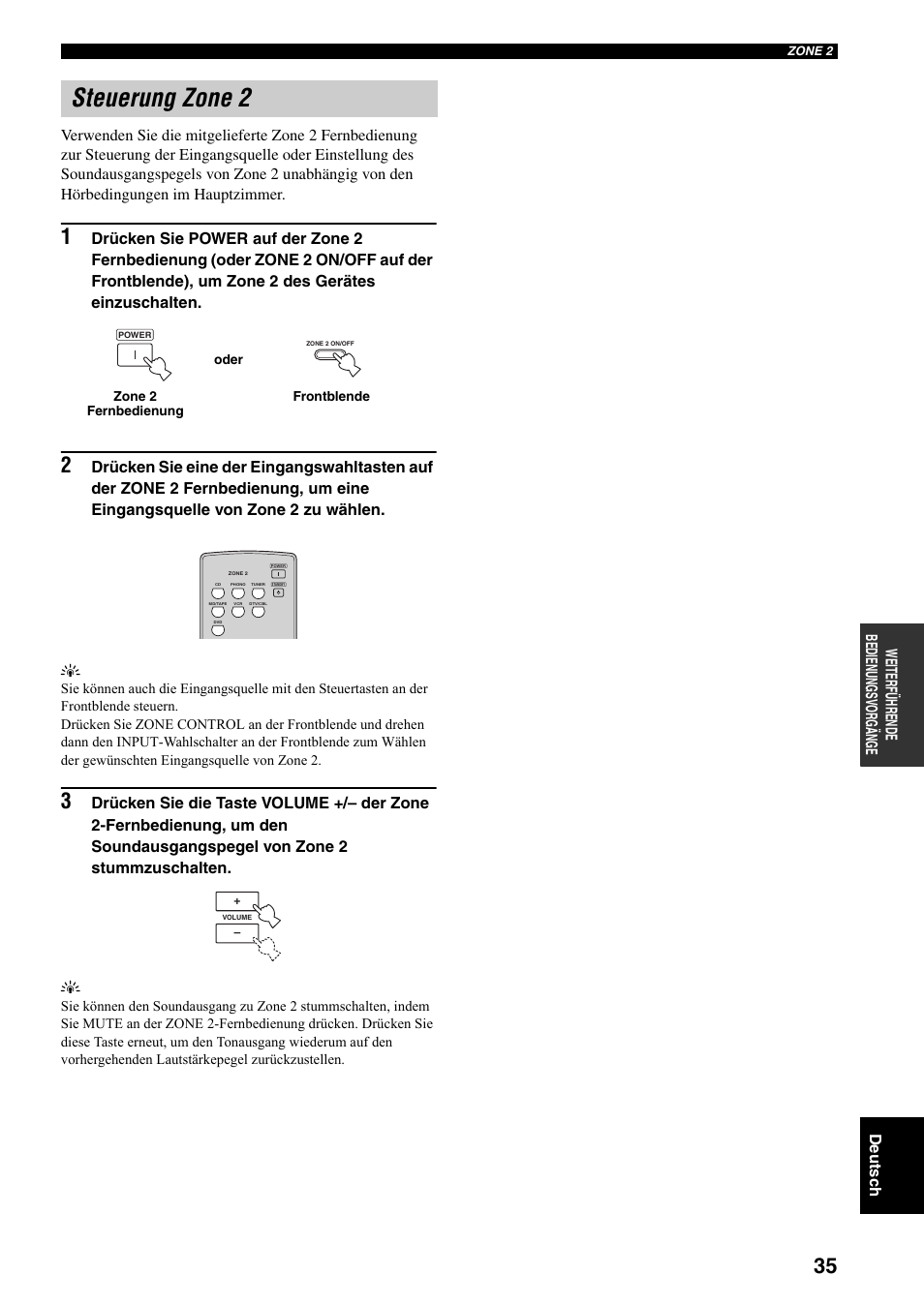 Steuerung zone 2 | Yamaha RX-797 User Manual | Page 125 / 266