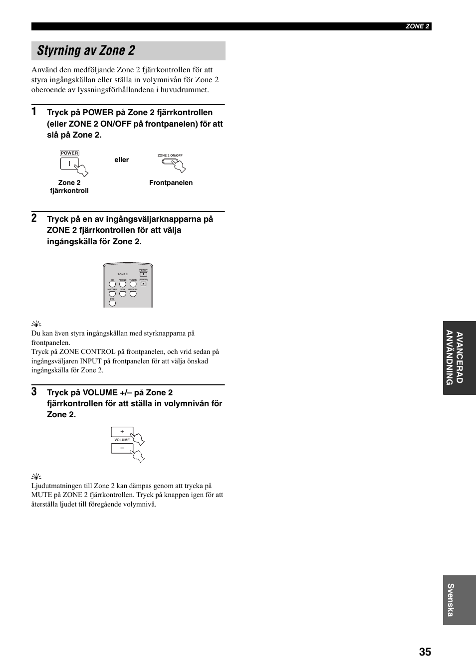 Styrning av zone 2 | Yamaha RX-797 User Manual | Page 169 / 266