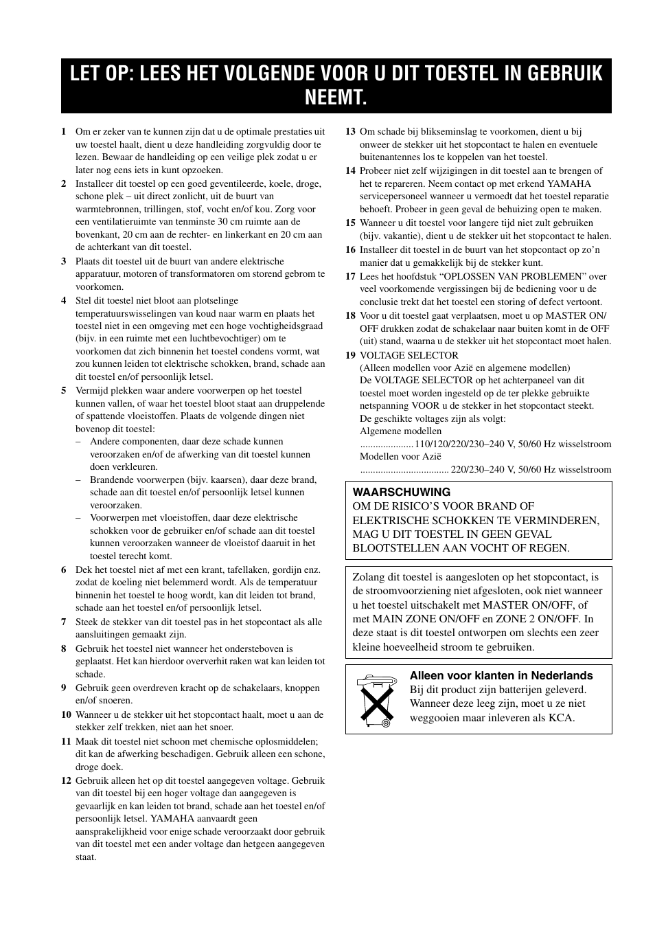 Nederlands | Yamaha RX-797 User Manual | Page 178 / 266