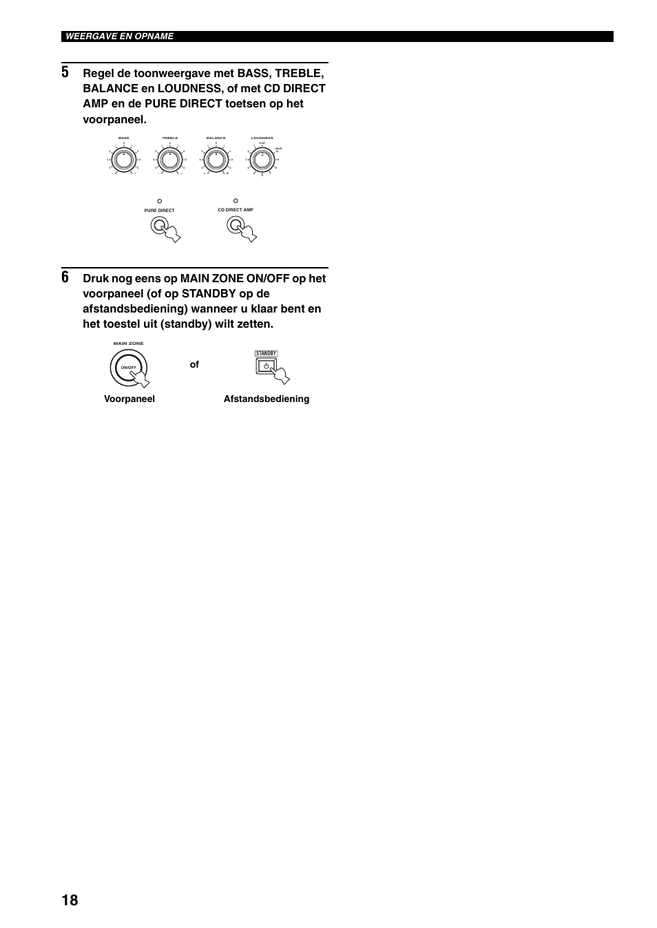 Afstandsbediening voorpaneel of, Weergave en opname | Yamaha RX-797 User Manual | Page 196 / 266