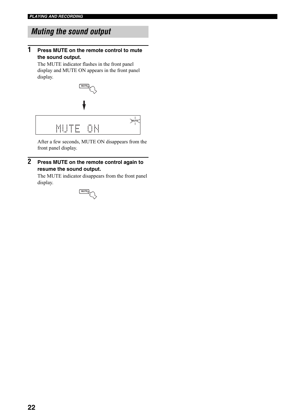 Muting the sound output | Yamaha RX-797 User Manual | Page 24 / 266