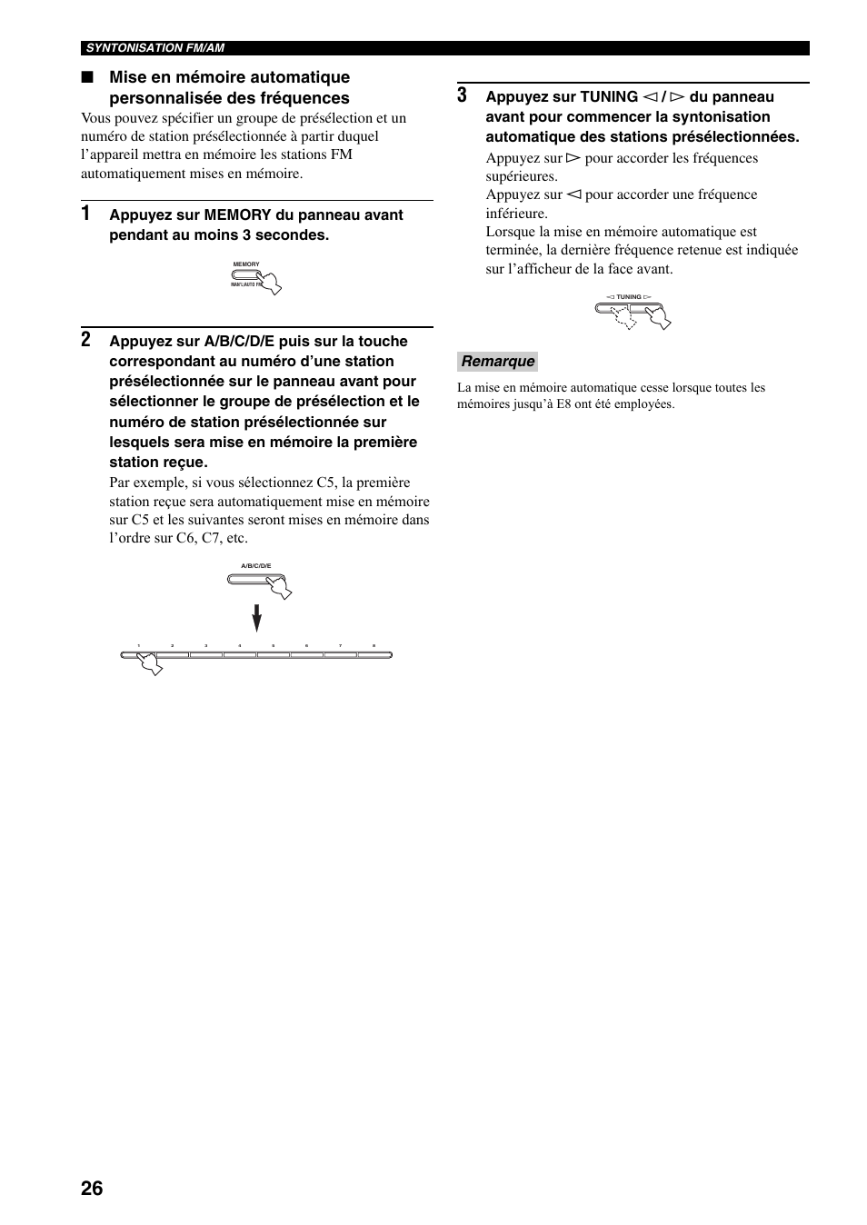 Remarque | Yamaha RX-797 User Manual | Page 72 / 266