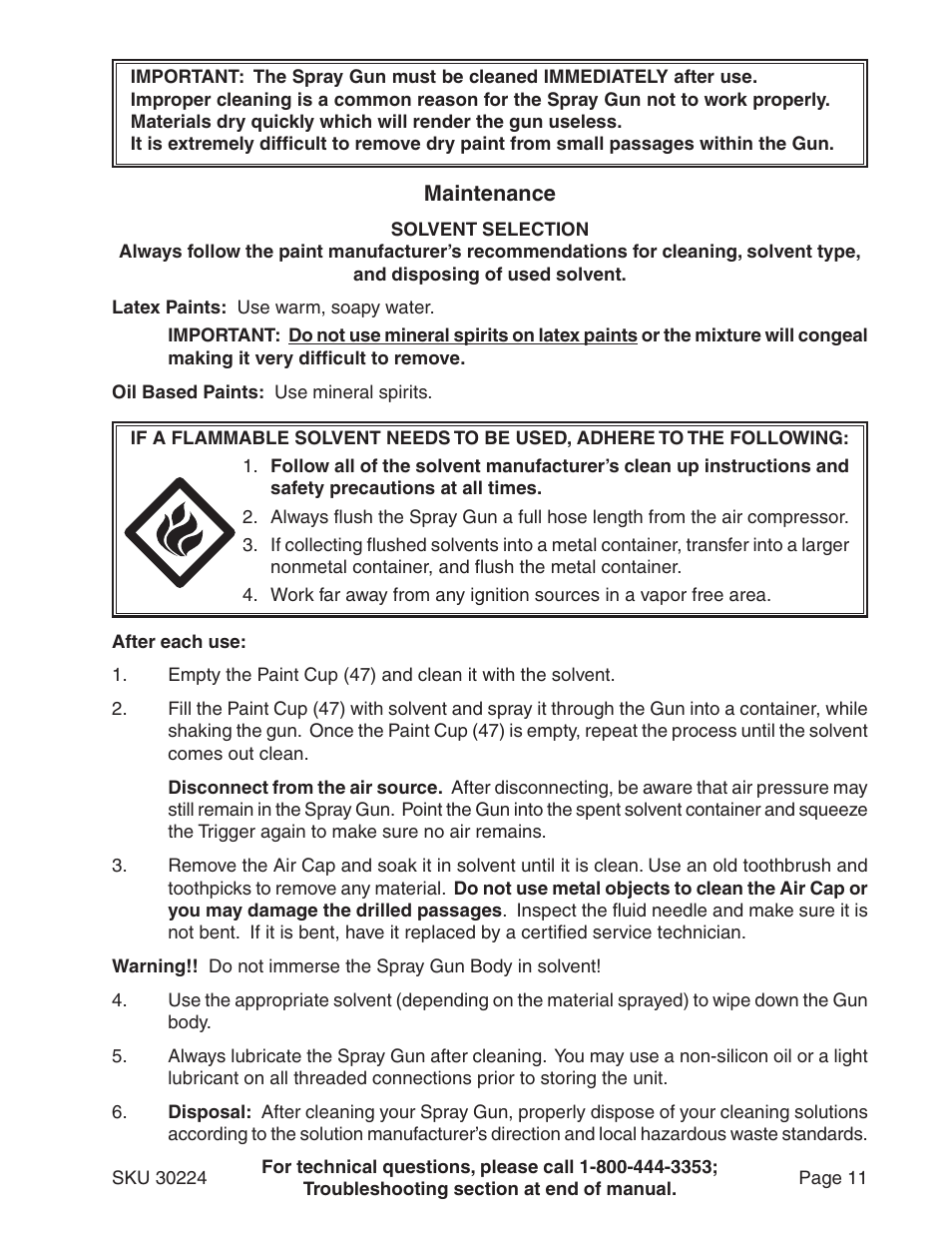Maintenance | Harbor Freight Tools 30224 User Manual | Page 11 / 15