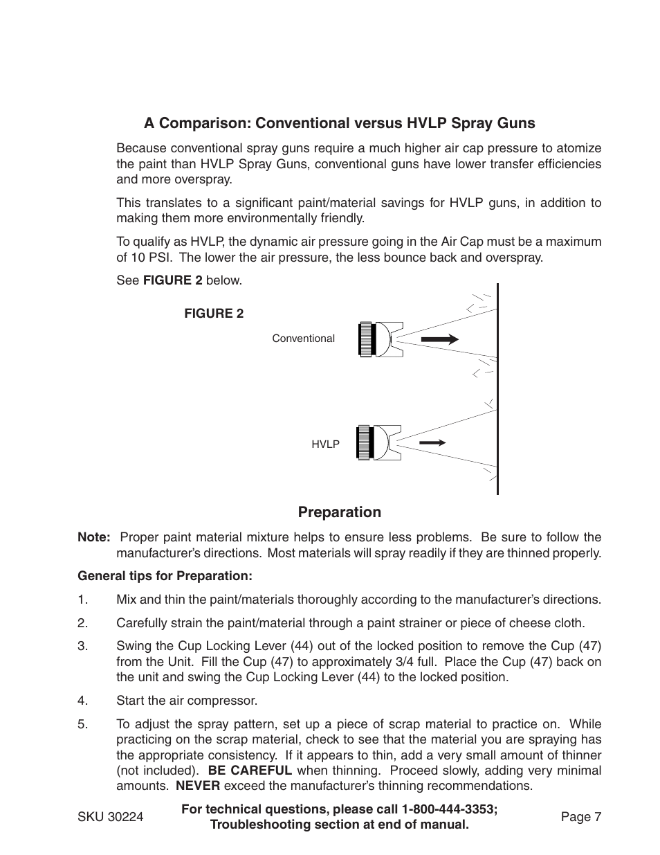 A comparison: conventional versus hvlp spray guns, Preparation | Harbor Freight Tools 30224 User Manual | Page 7 / 15